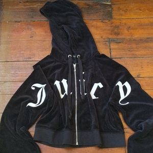 Juicy Couture Black Label velour cropped hoodie